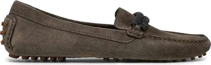 Monili-trim leather loafers