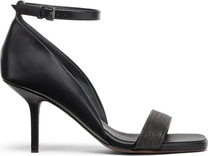 Monili-trim leather sandals