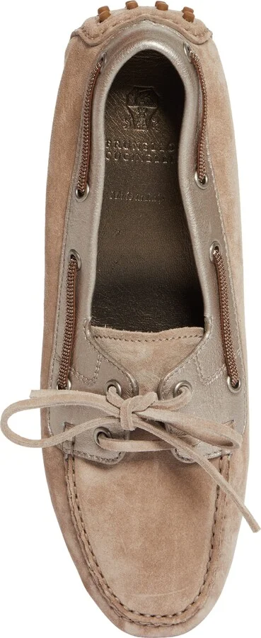 Monili Trim Metallic Leather & Suede Driving Shoe - Image 5