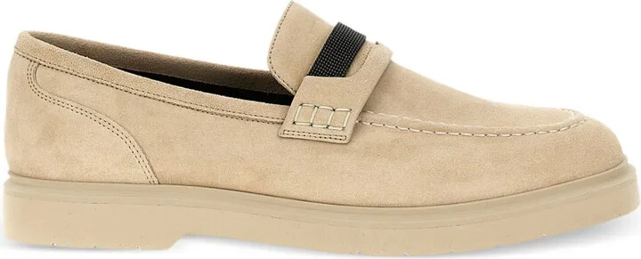 Monili-trim suede loafers