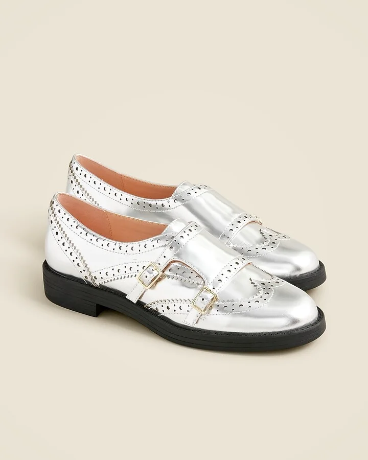 Monk-strap shoes in metallic leather
