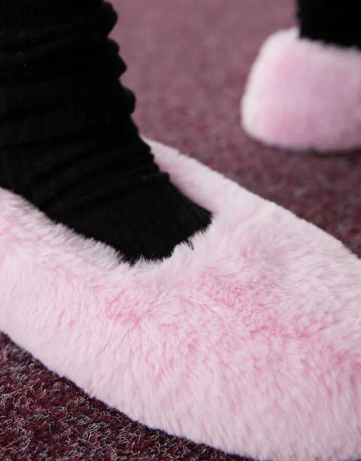 Monki ballerina super soft slippers in light pink - Image 3