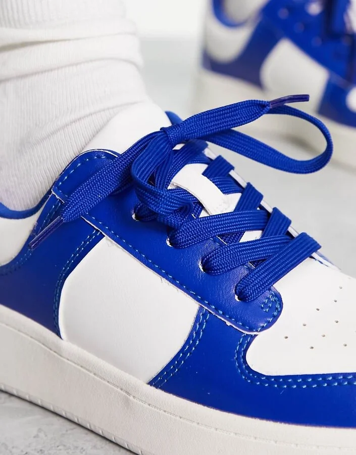 Monki vegan basketball sneakers in bright blue - Image 2