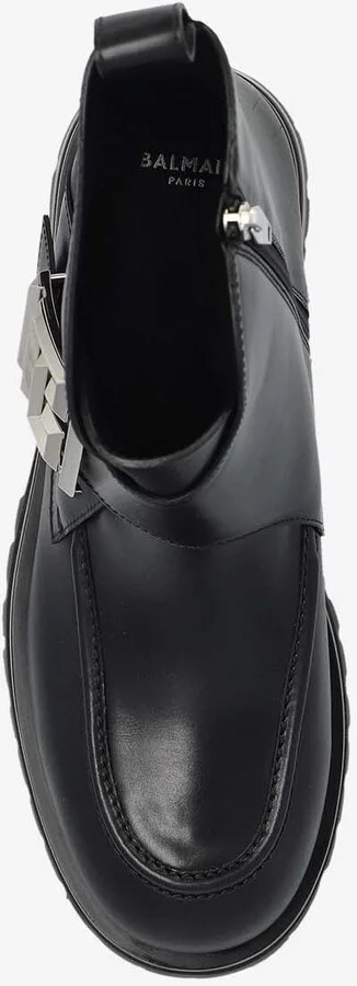 Monogram Buckle Leather Ankle Boots - Image 3