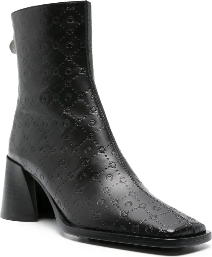 Monogram-Debossed Leather Ankle Boots - Image 2