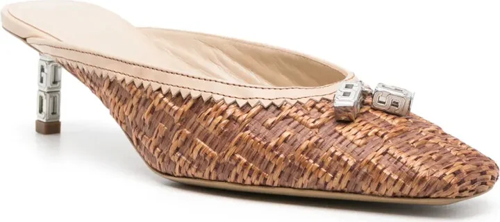 Monogram-Embossed 60mm Raffia Mules - Image 2