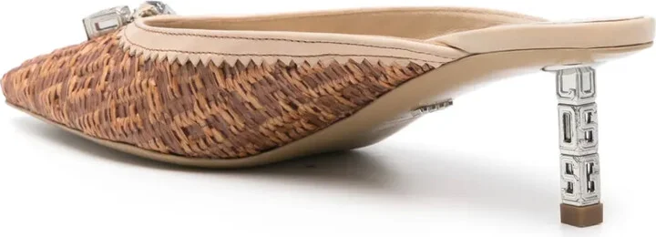 Monogram-Embossed 60mm Raffia Mules - Image 3
