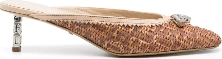 Monogram-Embossed 60mm Raffia Mules