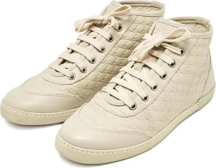 Monogram-Embossed Leather High-Top Sneakers - Image 2