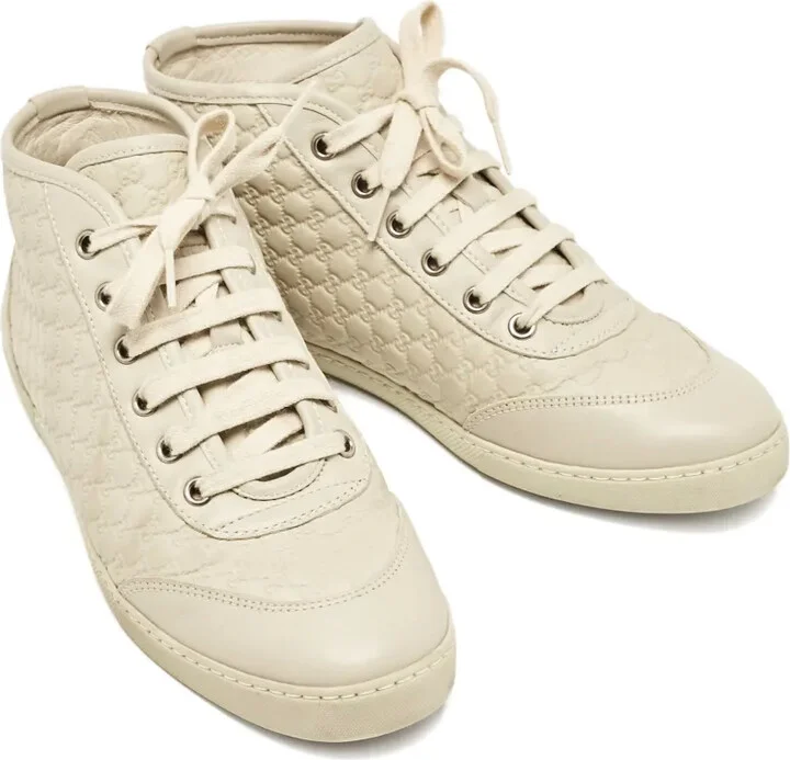 Monogram-Embossed Leather High-Top Sneakers - Image 3