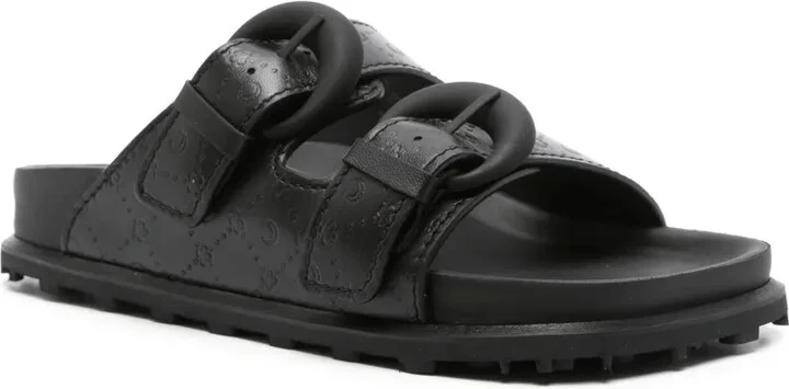 Monogram-Embossed Leather Slides - Image 2