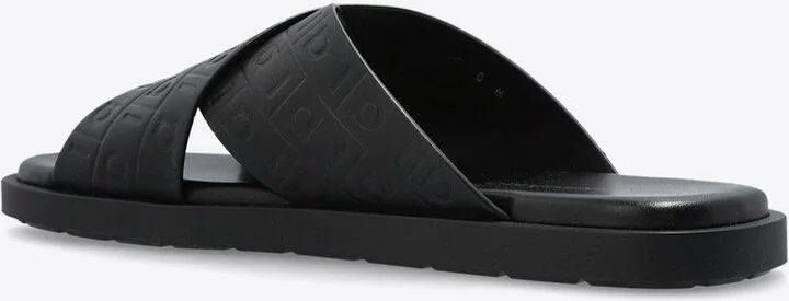 Monogram-Embossed Leather Slides - Image 2
