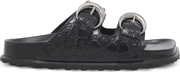 Monogram-Embossed Leather Slides