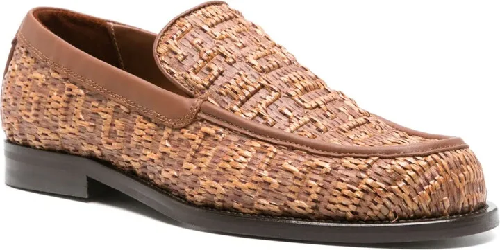 Monogram-Embossed Raffia Loafers - Image 2