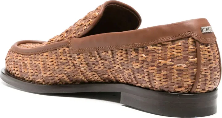 Monogram-Embossed Raffia Loafers - Image 3
