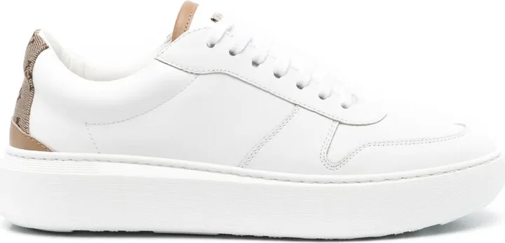 Monogram-Heel Leather Sneakers