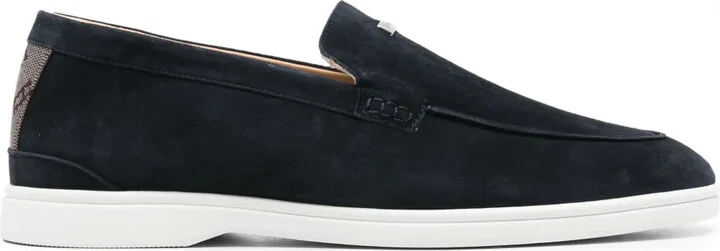 Monogram-Heel Suede Loafers