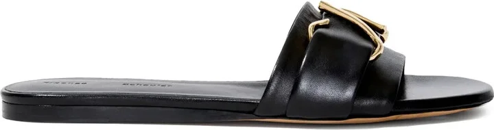 Monogram leather slides