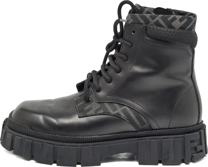 Monogram-Pattern Combat Boots