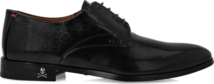 Monogram-Pattern Leather Derby Shoes