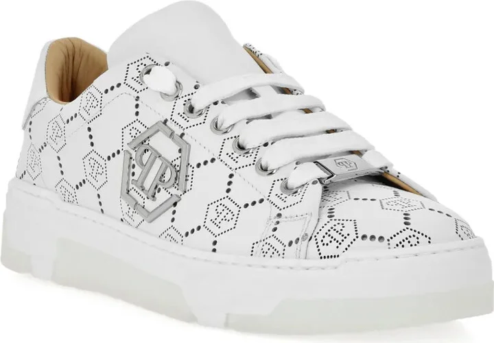 Monogram-Pattern Leather Sneakers - Image 2