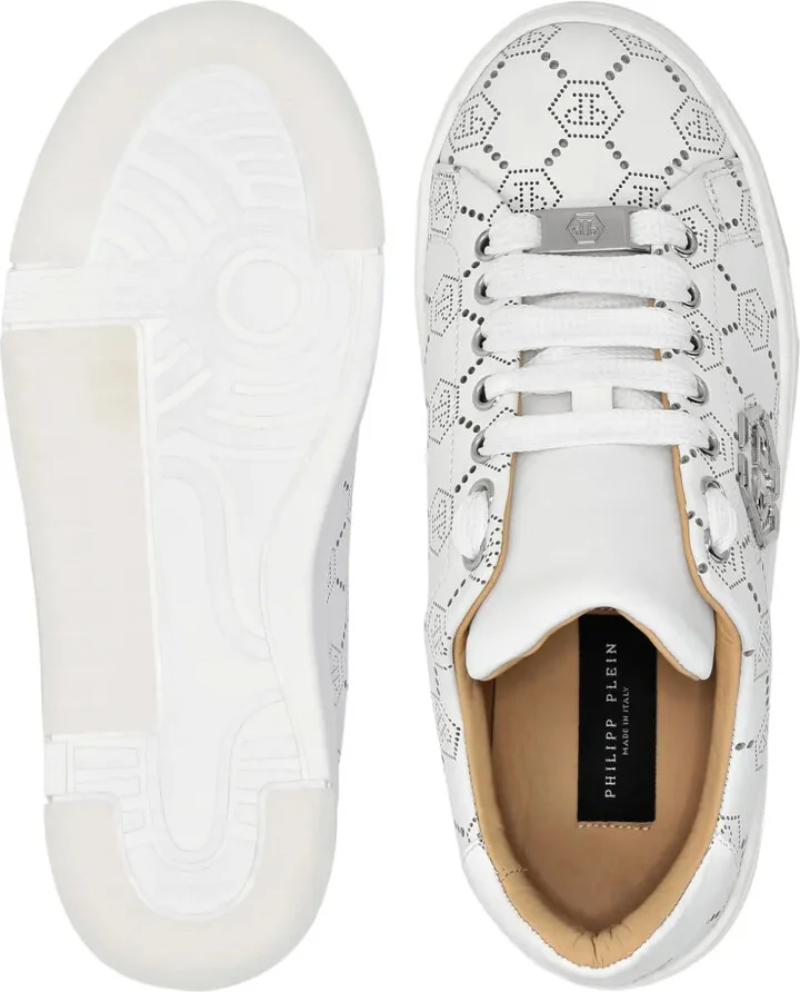 Monogram-Pattern Leather Sneakers - Image 3