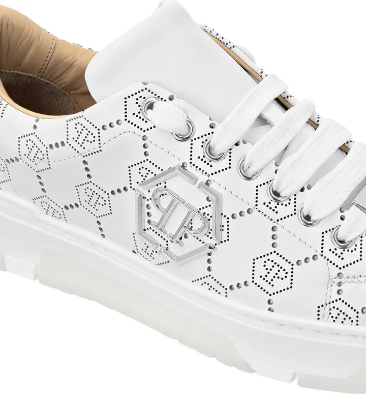 Monogram-Pattern Leather Sneakers - Image 4