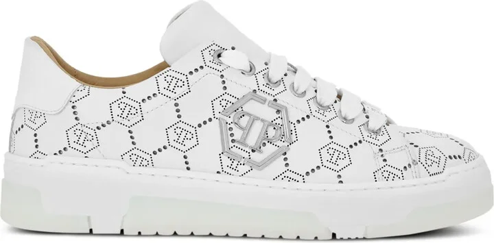 Monogram-Pattern Leather Sneakers