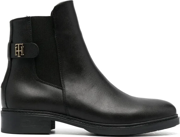 Monogram-Plaque Ankle Boots