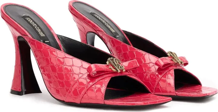 Monogram-Plaque Crocodile-Effect Sandals - Image 2