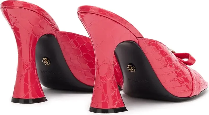 Monogram-Plaque Crocodile-Effect Sandals - Image 3
