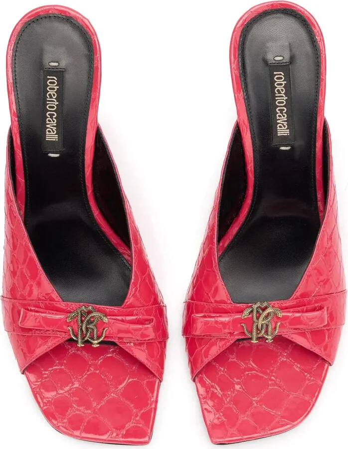 Monogram-Plaque Crocodile-Effect Sandals - Image 4