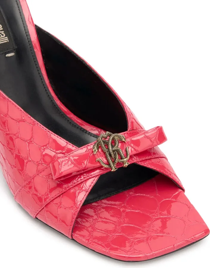 Monogram-Plaque Crocodile-Effect Sandals - Image 5