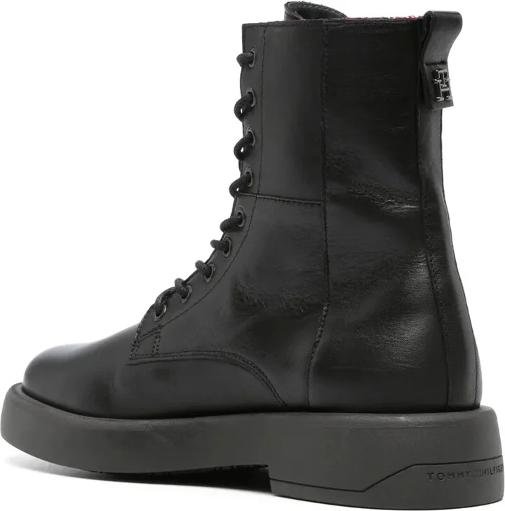 Monogram-Plaque Leather Ankle Boots - Image 3