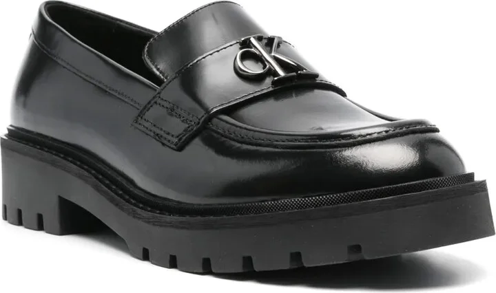 Monogram-Plaque Leather Loafers - Image 2