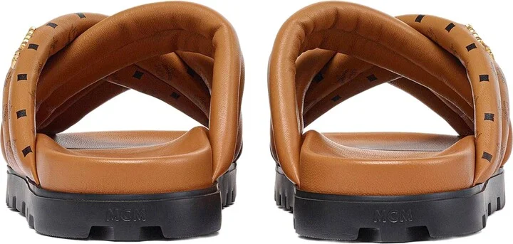 Monogram Print Cross Sandals in Lamb Leather - Image 3