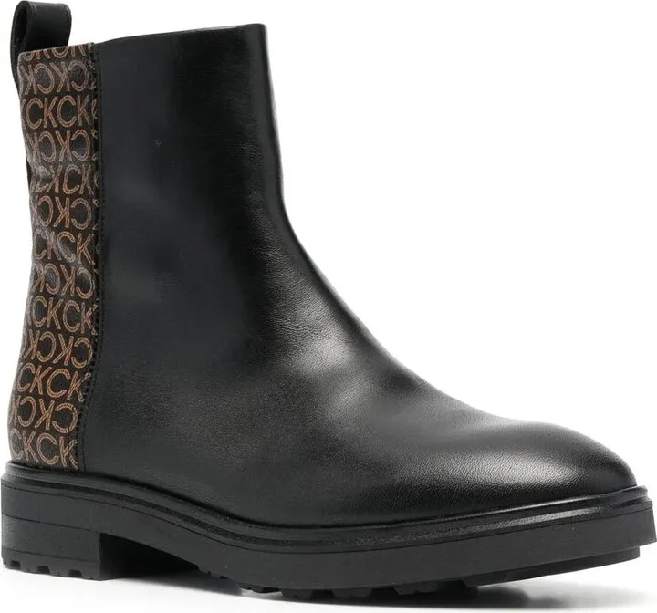 Monogram-Print Leather Ankle Boots - Image 2