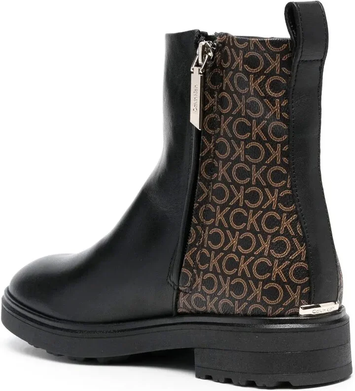 Monogram-Print Leather Ankle Boots - Image 3