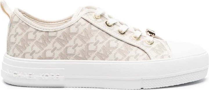 Monogram-Print Round-Toe Sneakers
