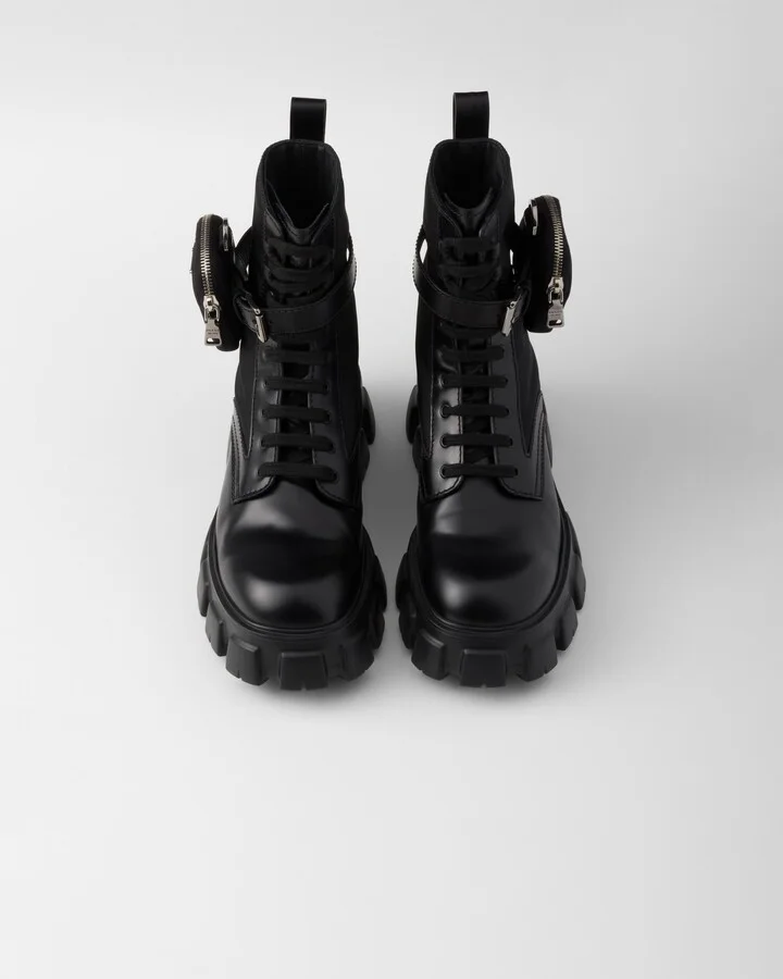Monolith brushed leather and Re-Nylon boots with pouch - Image 3