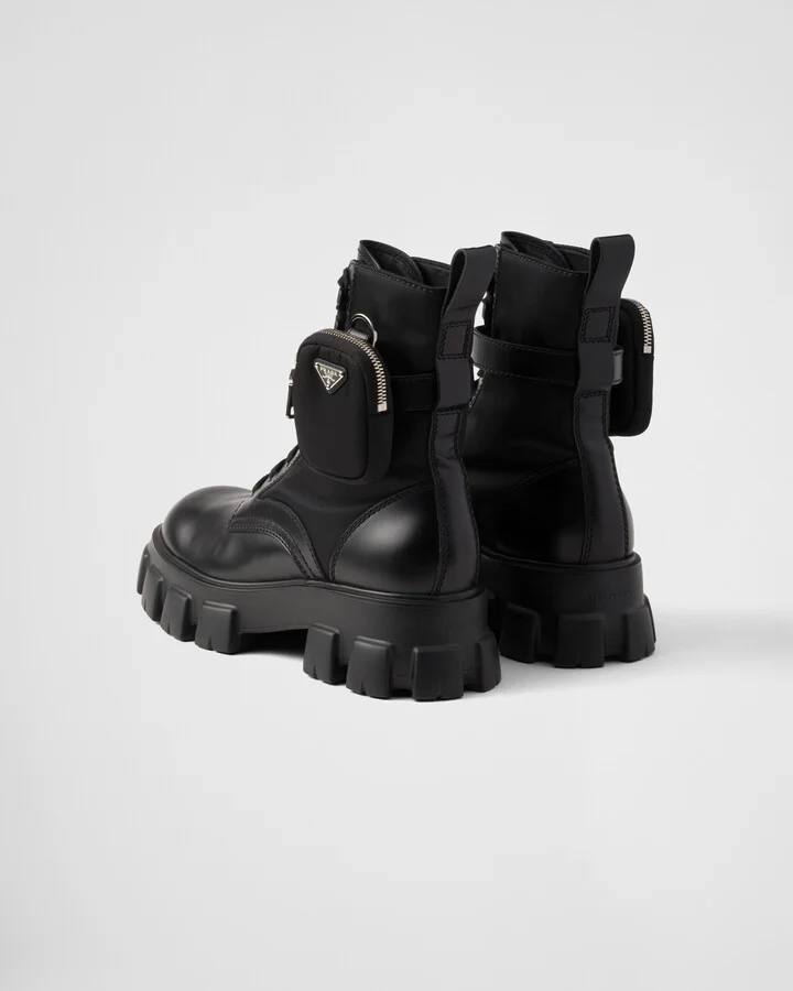 Monolith brushed leather and Re-Nylon boots with pouch - Image 4