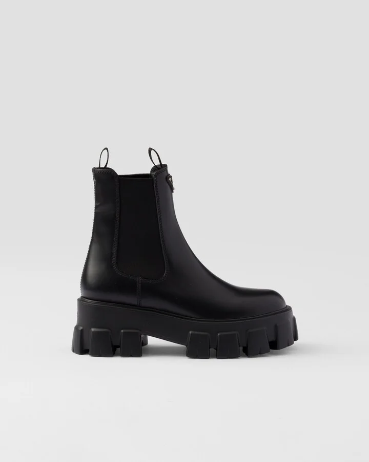 Monolith brushed leather booties - Image 2