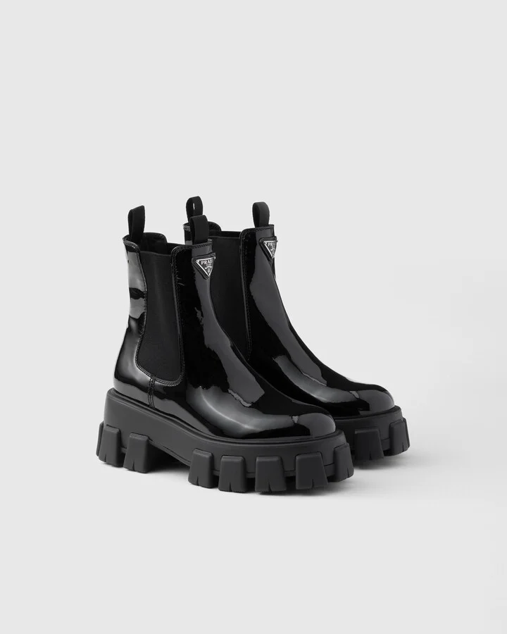 Monolith patent leather booties
