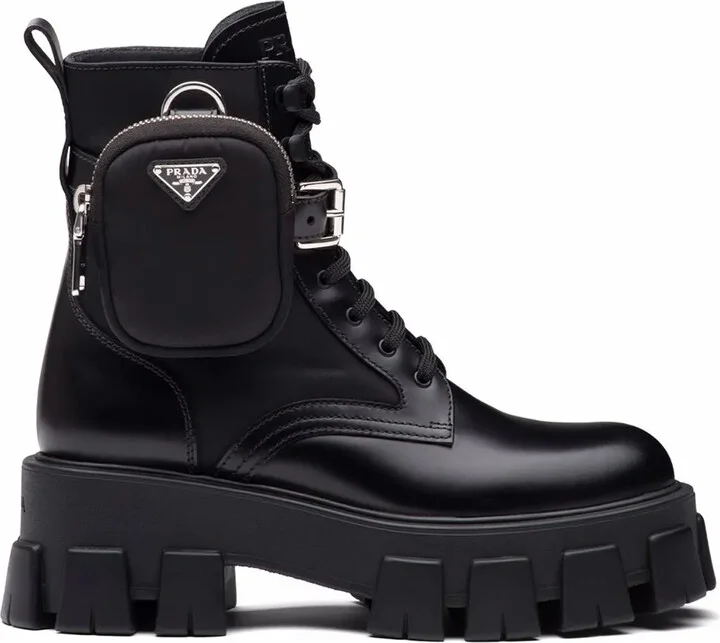Monolith pouch-detail leather boots