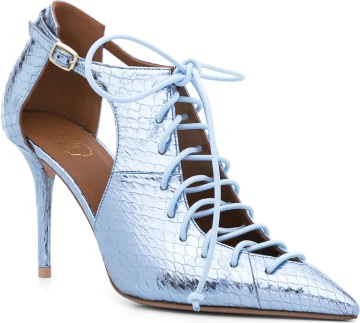 Montana 85mm lace-up metallic pumps - Image 2