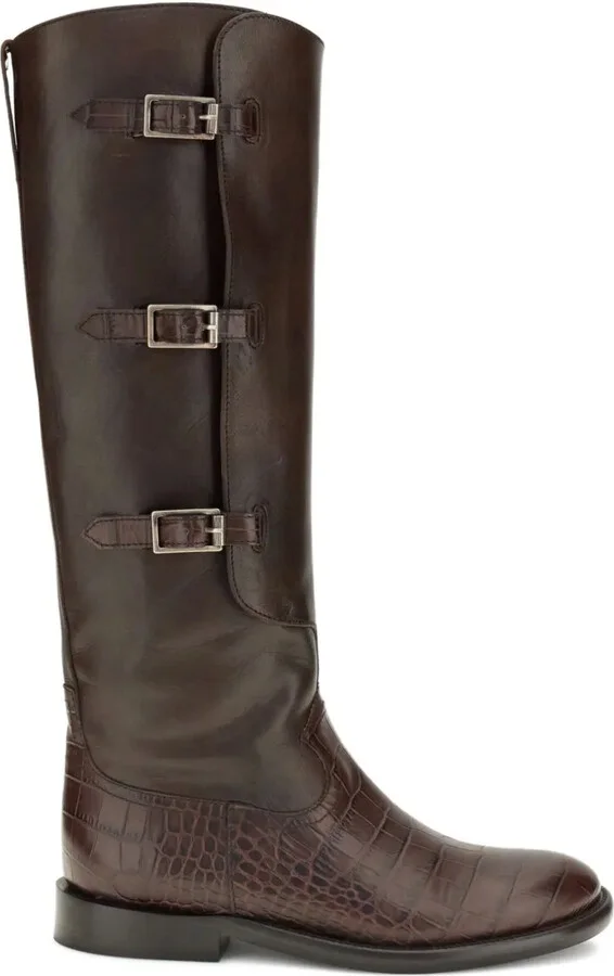 Montana crocodile-embossed buckle boots