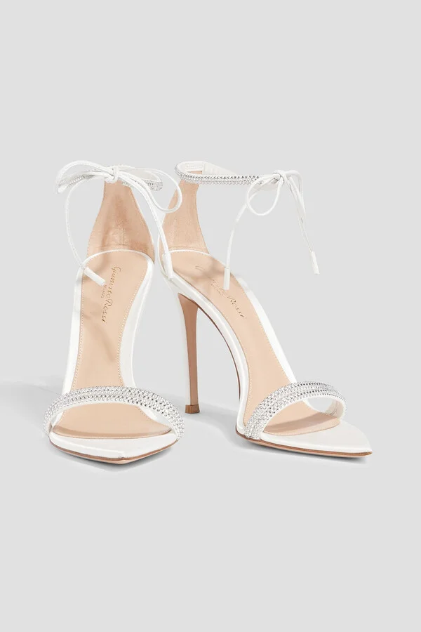 Montecarlo crystal-embellished suede and satin sandals - Image 2
