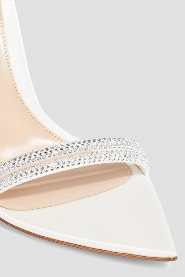 Montecarlo crystal-embellished suede and satin sandals - Image 4