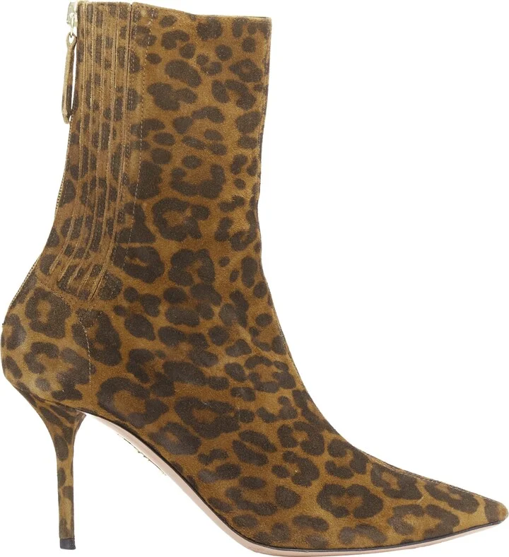 Montmartre leopard print suede pointy boots