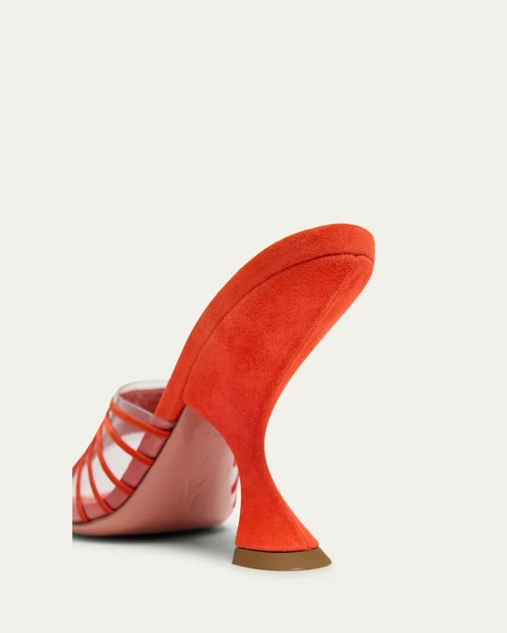 Mookie Suede PVC Comma-Heel Mules - Image 3